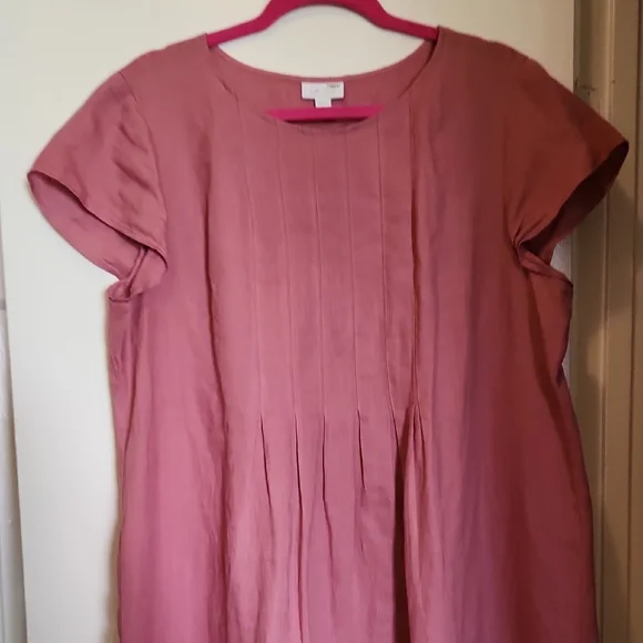J. Jill Maueve Pink Comfy Cute And Cool 100% Linen Dress Size Large Tall - Picture 5 of 12